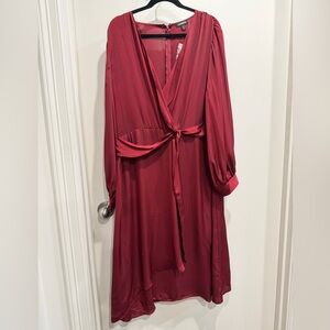 Express Deep Red/Maroon Long Sleeve Dress